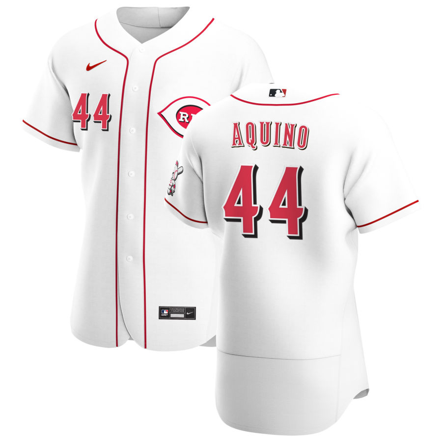 Cincinnati Reds #44 Aristides Aquino Men Nike White Home 2020 Authentic Player MLB Jersey